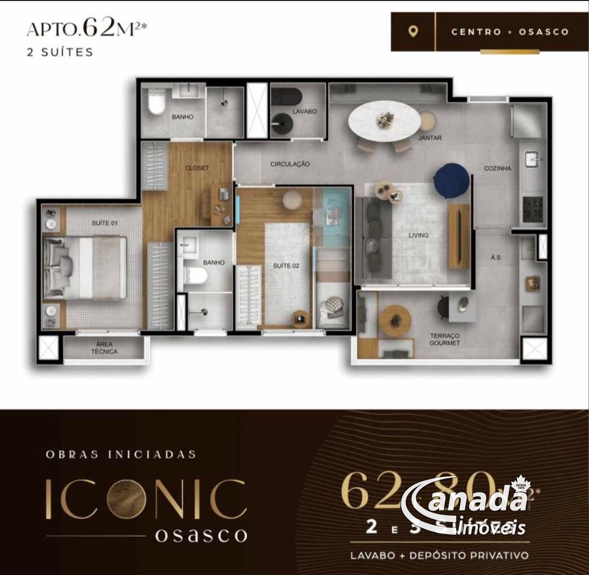 Apartamento com 2 dormitórios em Osasco